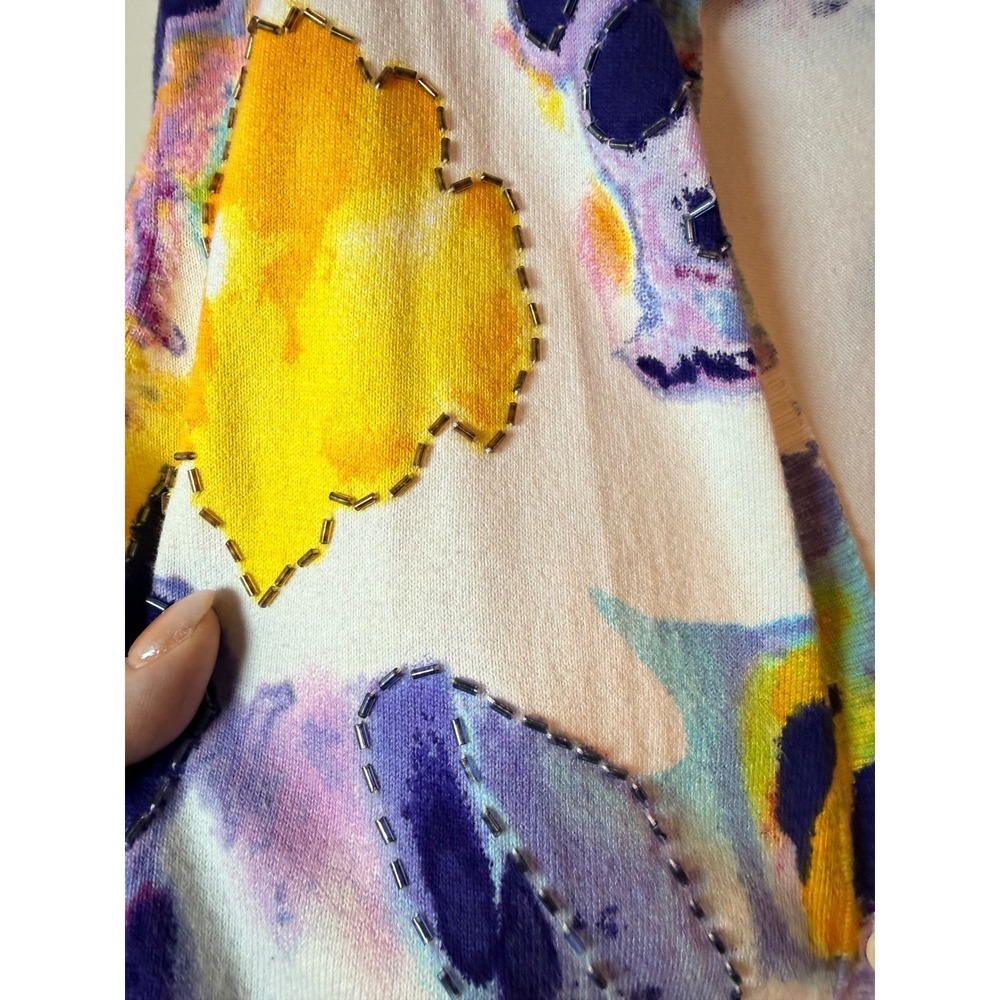 Lane Bryant 18/20 Abstract Floral Beaded Button Front Cardigan Sweater - Picture 2 of 9